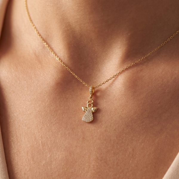 Златна висулка Ангел Halo Angel с циркони | GOLD ADDICTED