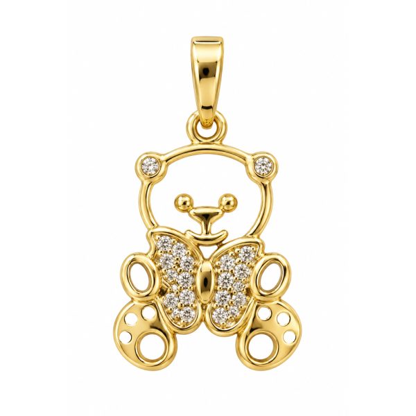 Златна висулка Мече Golden Teddy с циркони | GOLD ADDICTED