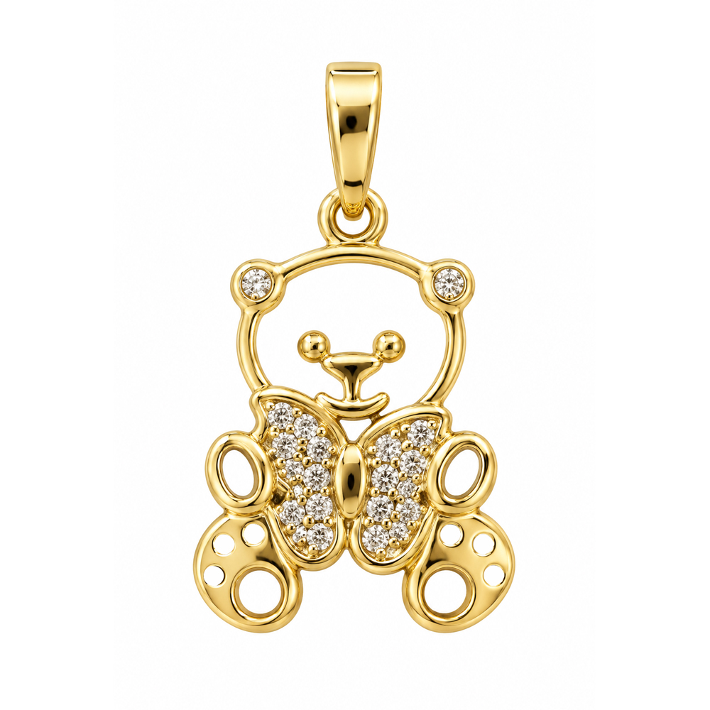 Златна висулка Мече Golden Teddy с циркони