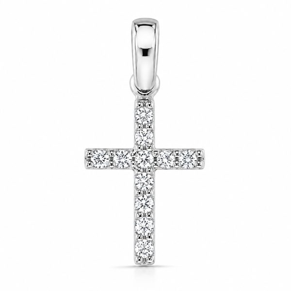 Кръст бяло злато с цирконии Crystal Faith White – елегантна висулка