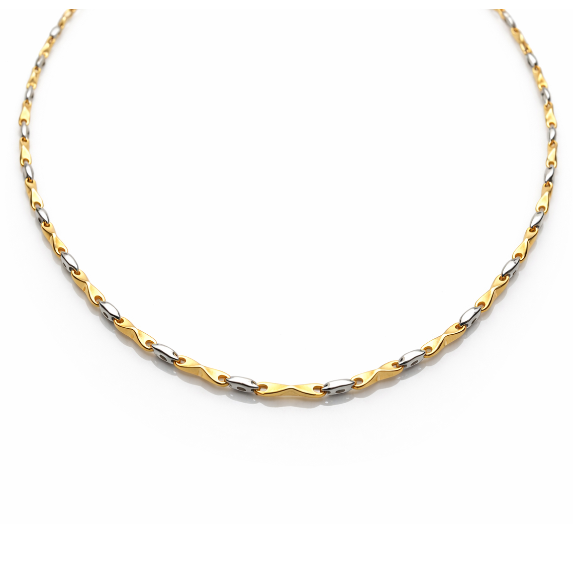 Мъжки златен синджир от бяло и жълто злаот DAN