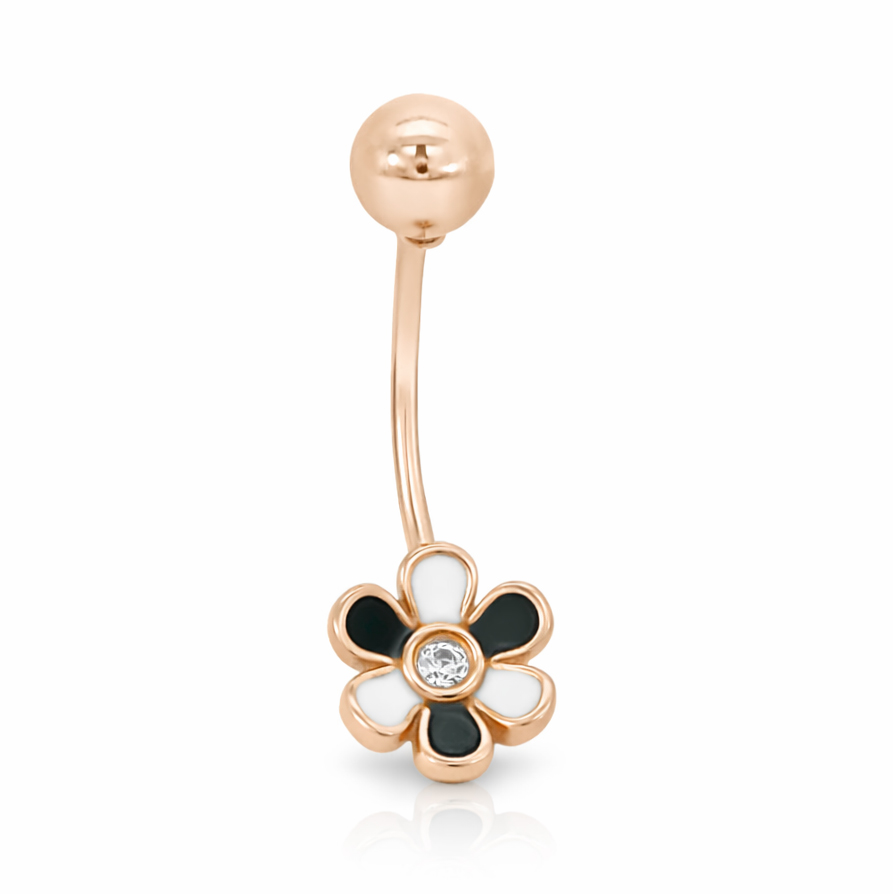Пиърсинг за пъп от розово злато SUZAN Blossom – златна обица за пъп цвете