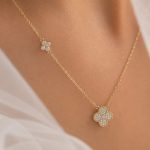 Златно колие детелина CLOVER с циркони