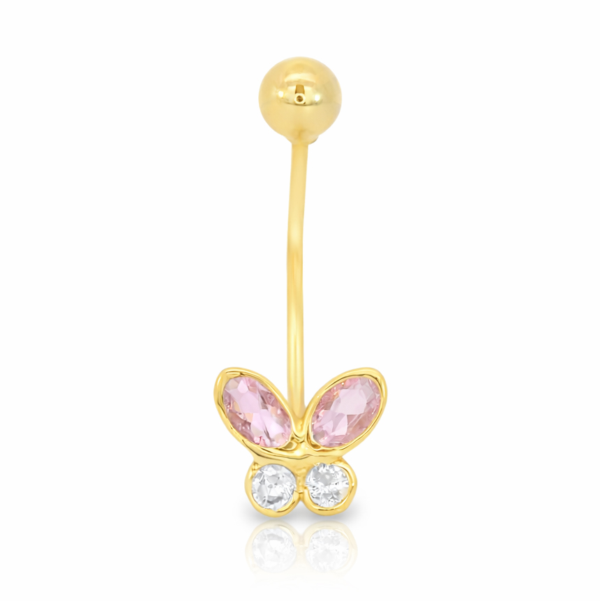 Златен пиърсинг за пъп пеперуда LUMINA