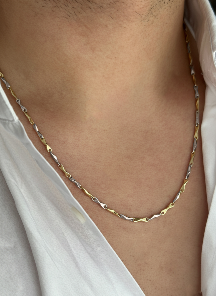 Златен синджир за мъж от бяло и жълто злато TEO .