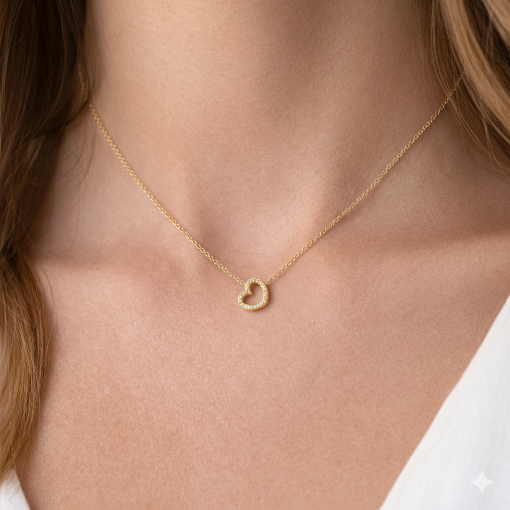 Колие жълто злато със сърце Bianca