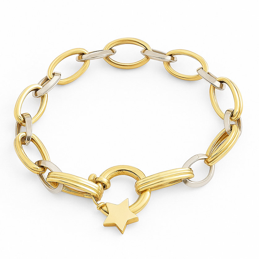 Масивна златна гривна със звезда