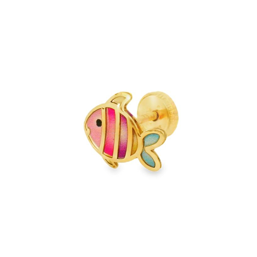Обеци жълто злато рибки fish.