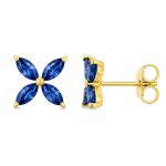 Обеци жълто злато със сапфир Blue Blossom
