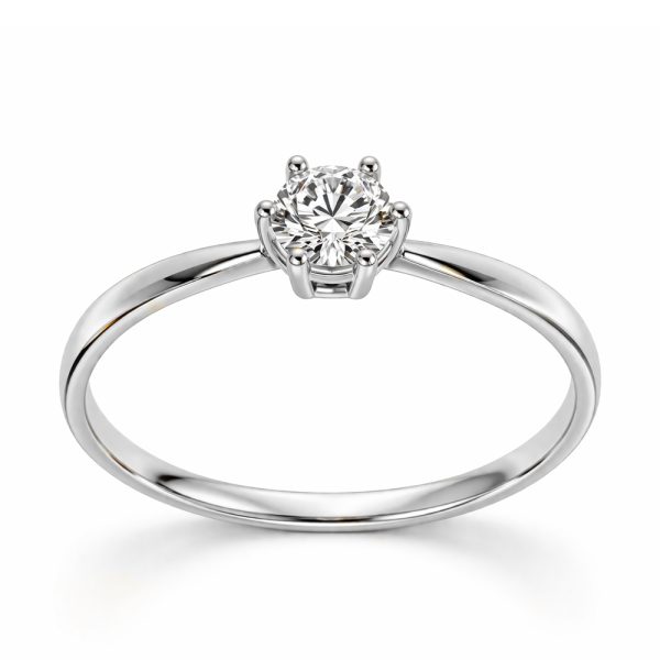 Годежен пръстен от бяло злато Classic Shine White с централен камък