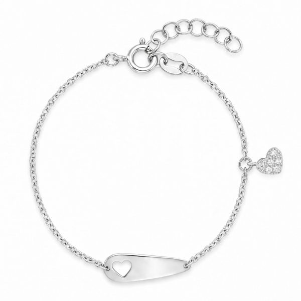 Детска гривна от бяло злато GOLDEN HEART с плочка и сърце