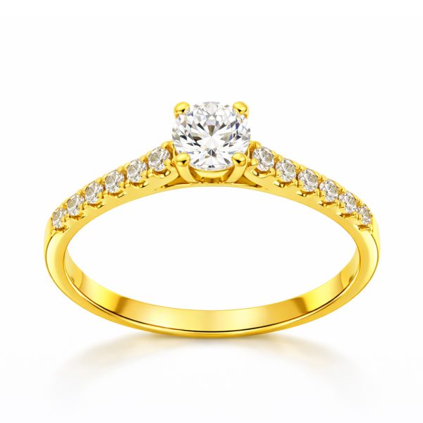 Пръстен от жълто злато ELENA с цирконий и блясък