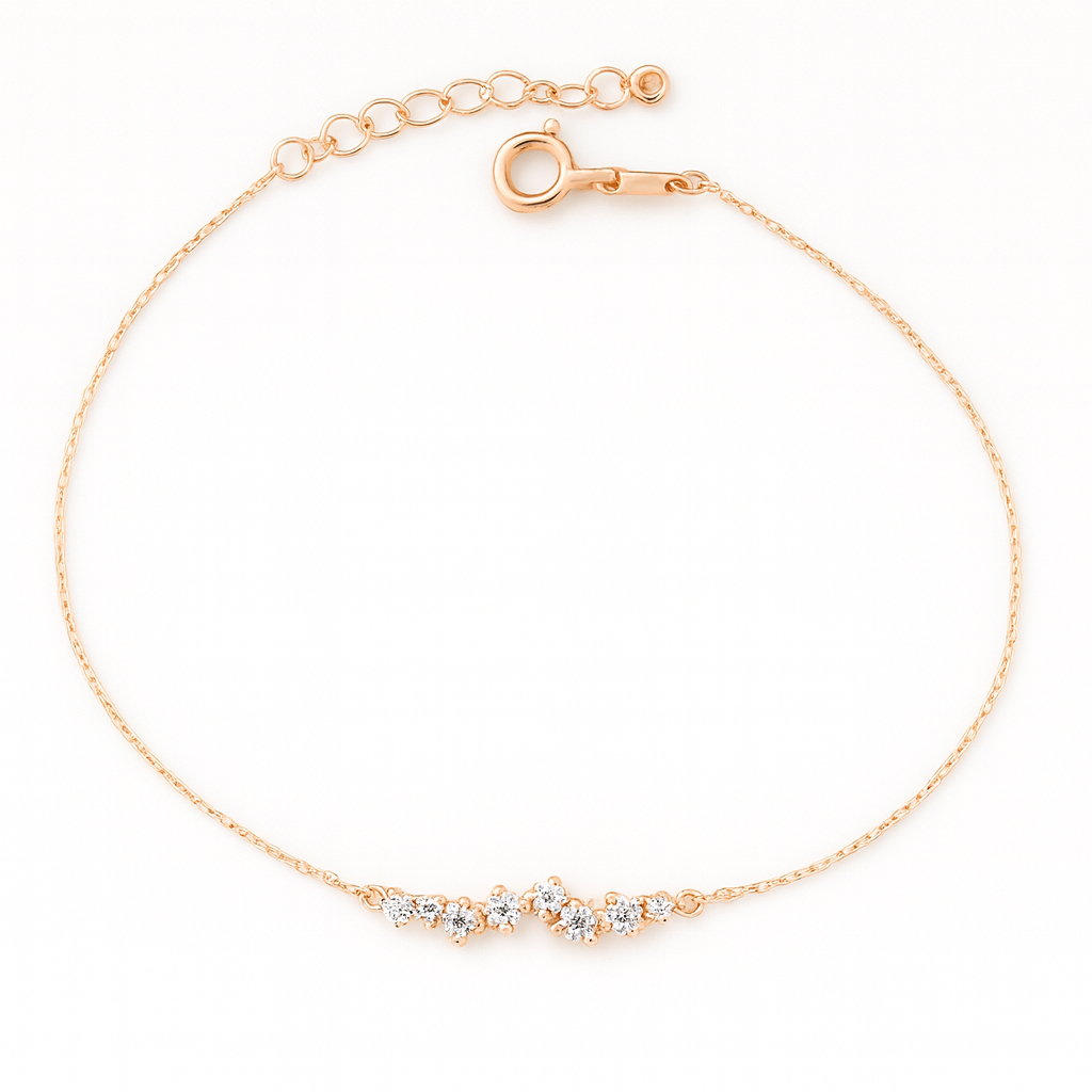 розово злато златна гривнизка с нежни камъни циркон White Lagoon