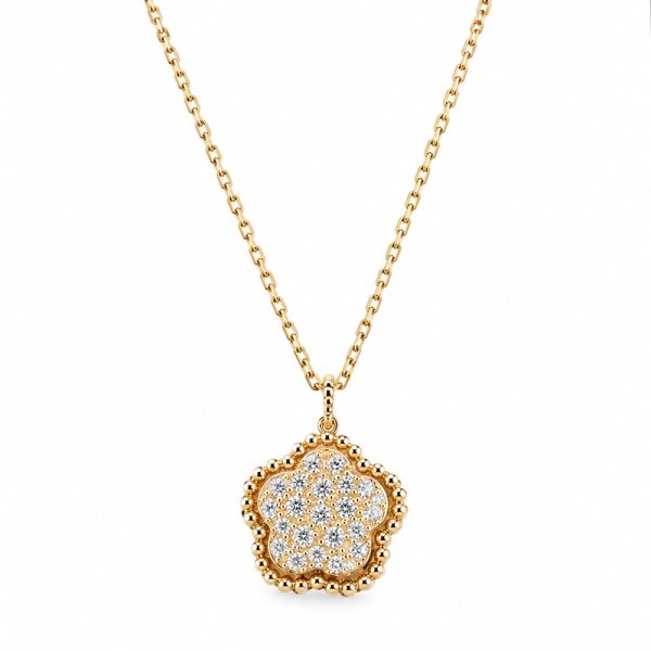 Колие жълто злато с камъни LUXORIA BLOOM