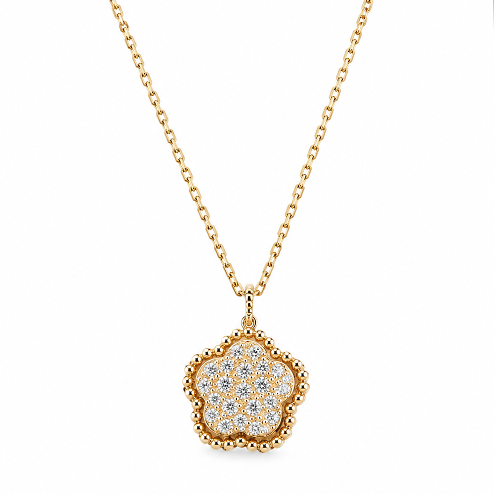 Колие жълто злато с камъни LUXORIA BLOOM