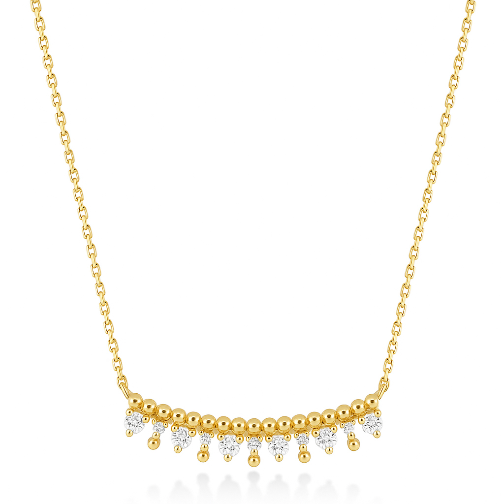 Колие жълто злато с камъни циркон GLORIA