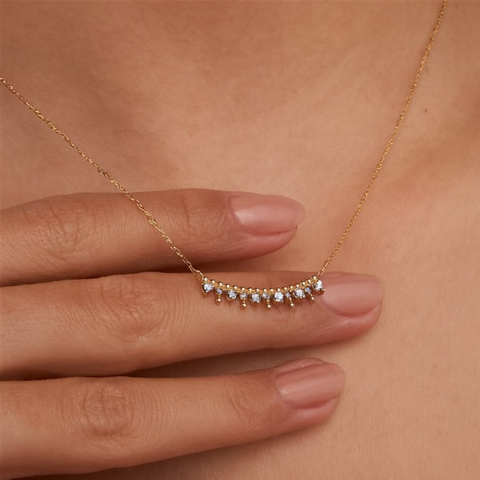 Колие жълто злато с камъни циркон GLORIA