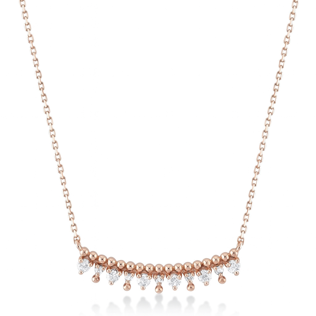 Колие розово злато с камъни циркон GLORIA