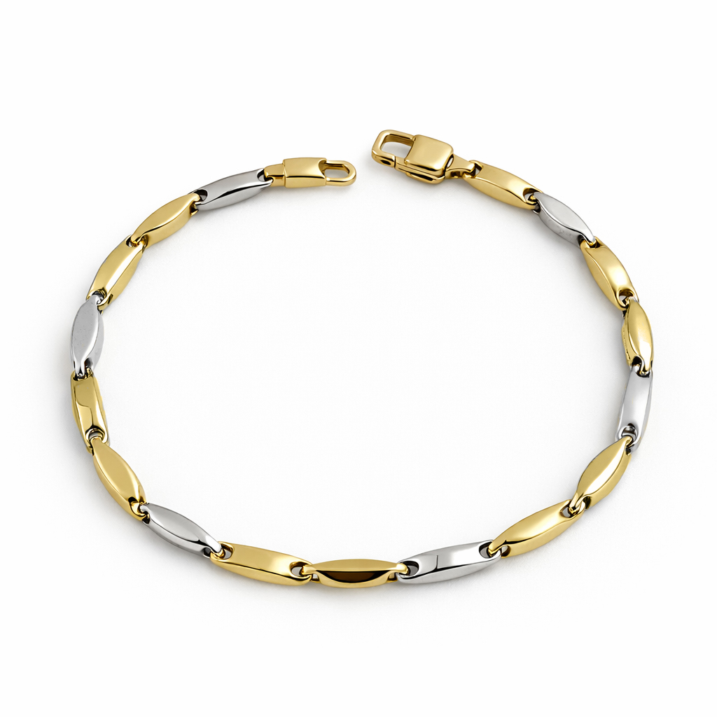 Мъжка златна гривна бяло и жълто злато 4