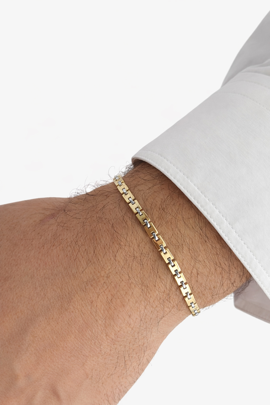 Мъжка златна гривна бяло и жълто злато