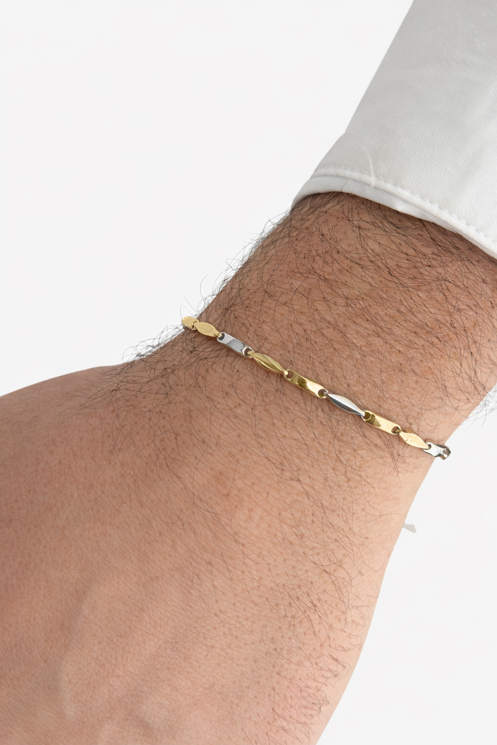 Мъжка златна гривна бяло и жълто злато