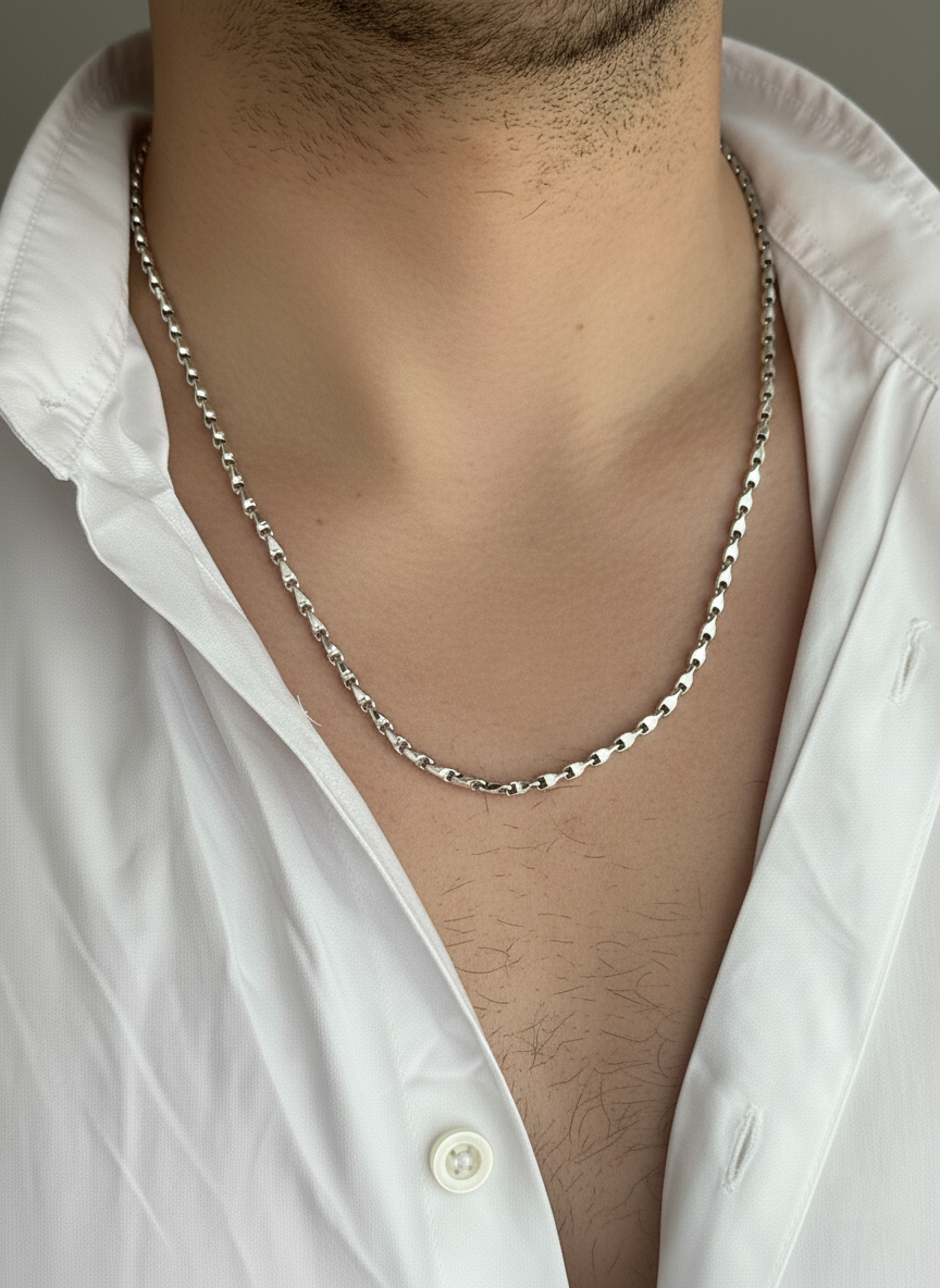 Мъжки златен синджир от бяло злато