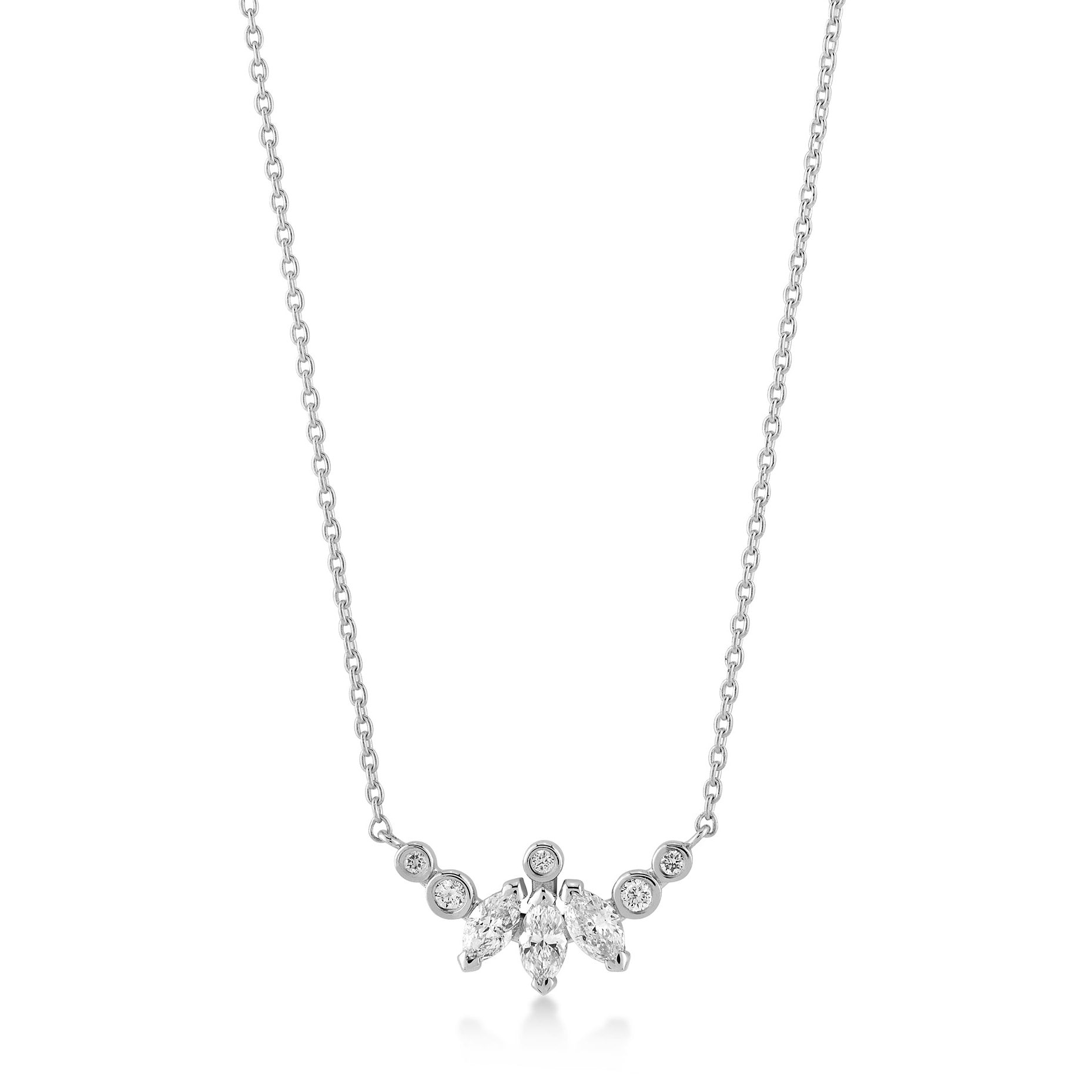 Бяло злато колие с нежна висулка с камъни циркон LINA