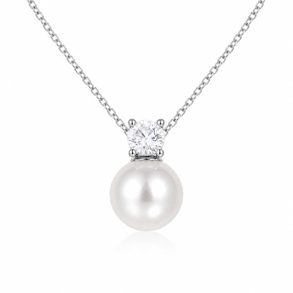 Колие бяло злато с перла Pearl Grace White – елегантен модел