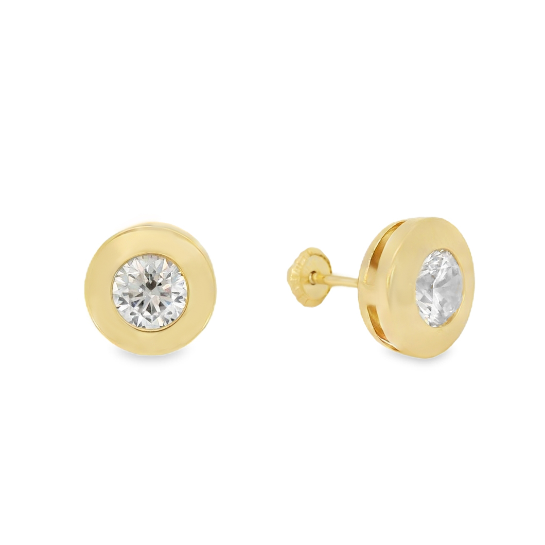 Златни обици на винт с камъни циркон Jessi