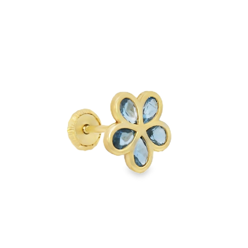 Златни обици цвете със син топаз