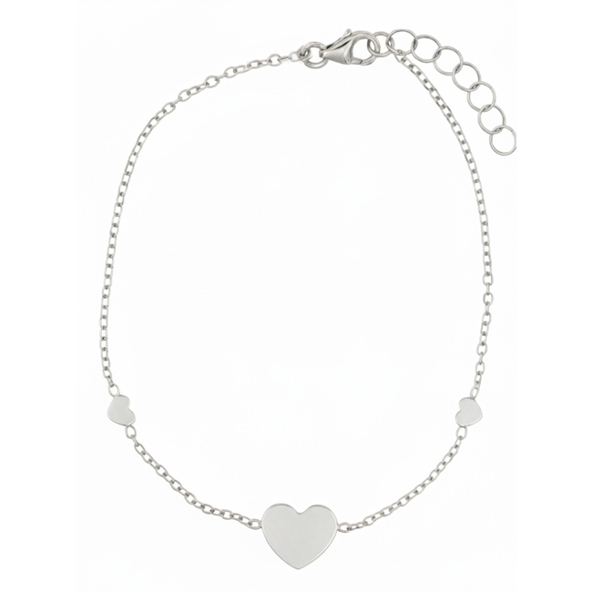 Бяло злато гривна с три сърца KLARA