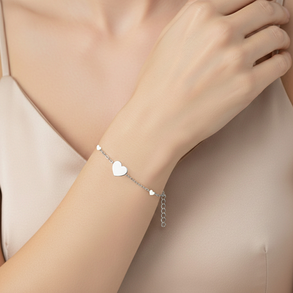 Бяло злато гривна с три сърца KLARA