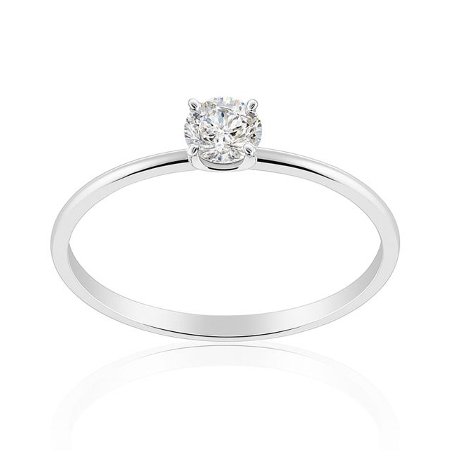 Годежен златен пръстен бяло злато с един камък DARIA