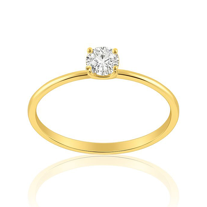 Годежен златен пръстен жълто злато с един камък DARIA