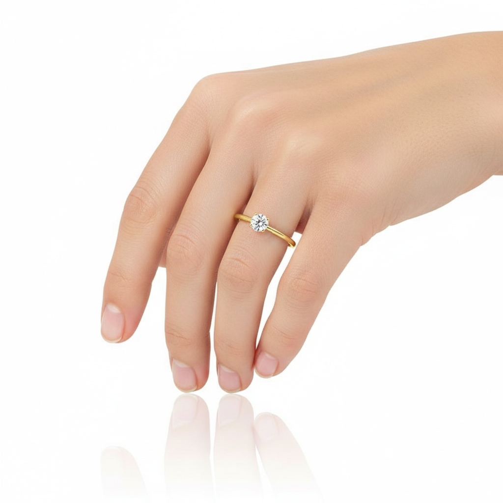 Годежен златен пръстен жълто злато с един камък DARIA