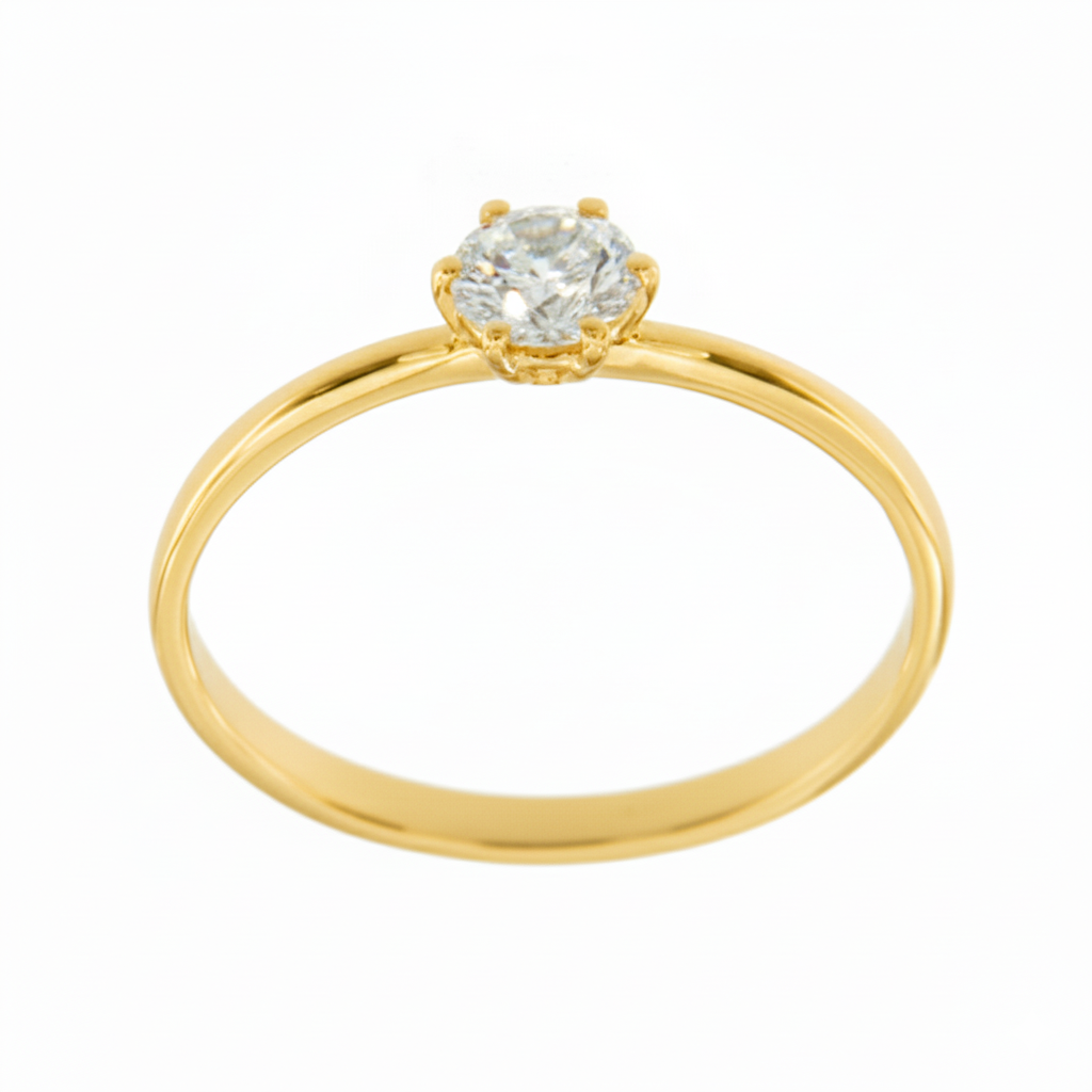 Годежен златен пръстен от жълто злато с шест зъба Melisa