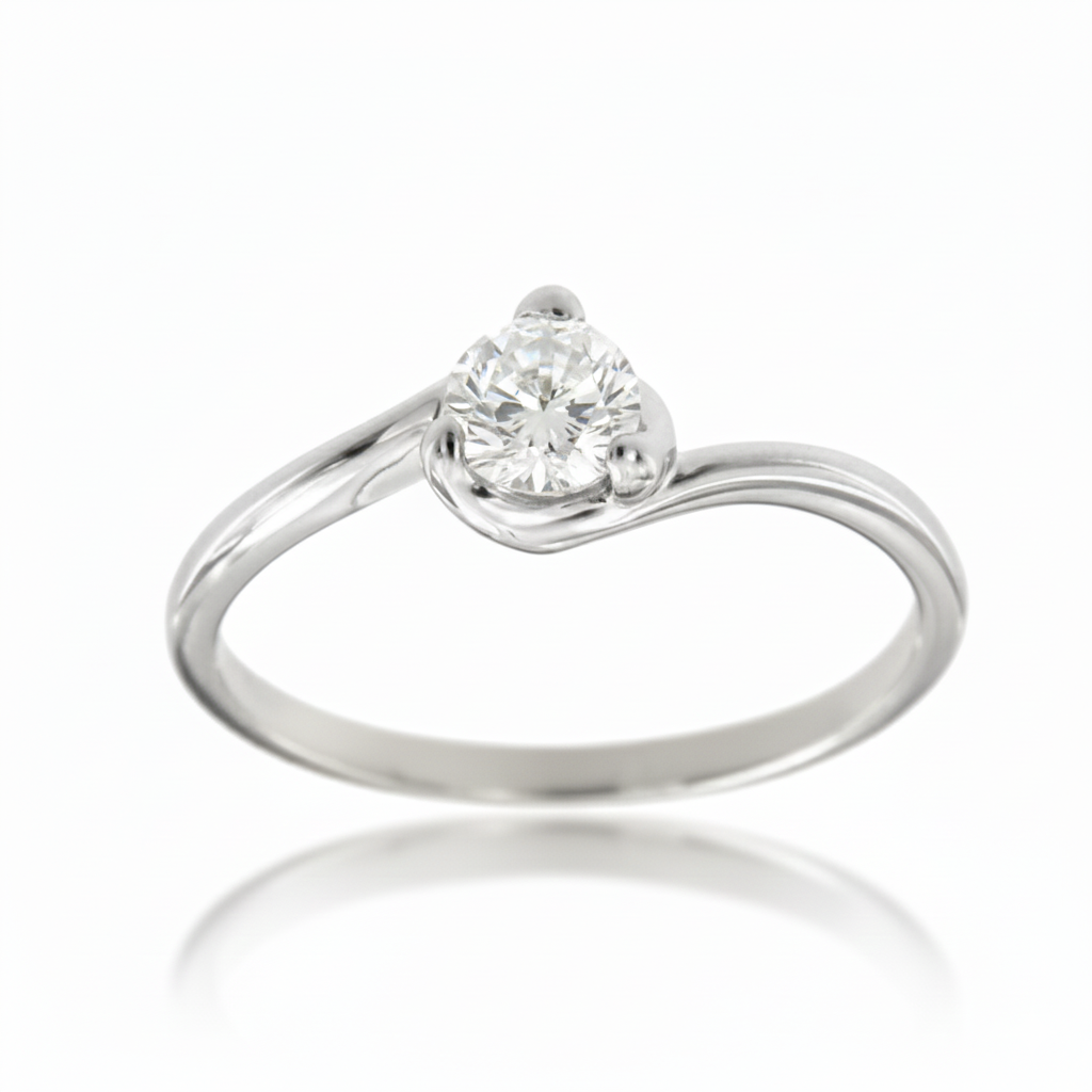 Годежен пръстен бяло злато с един камък Klara
