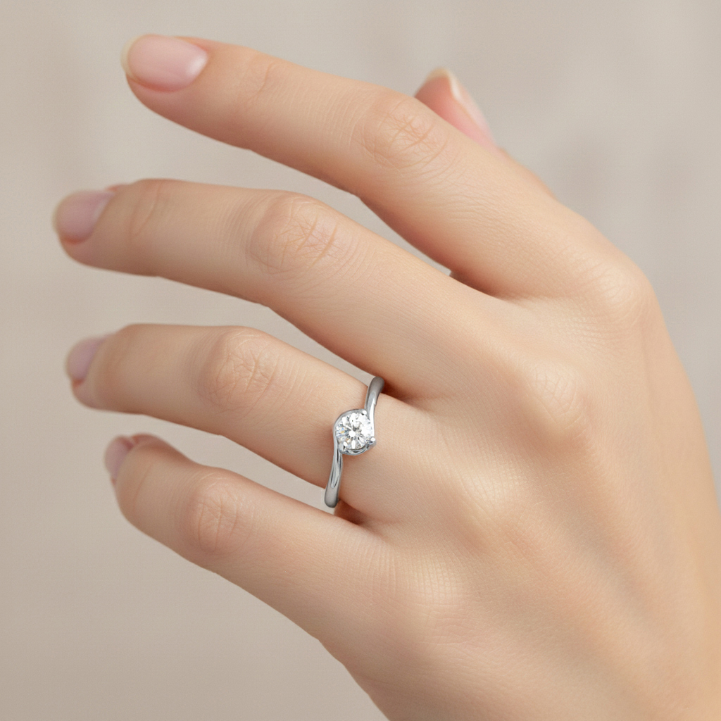 Годежен пръстен бяло злато с един камък Klara