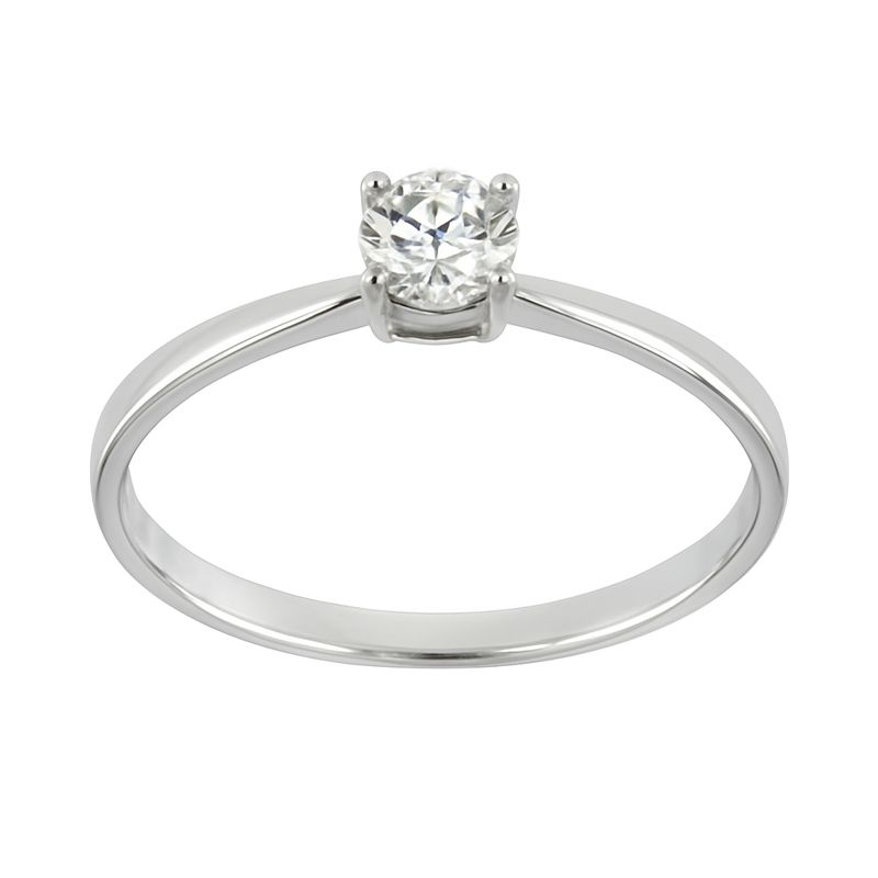 Годежен пръстен бяло злато с един камък с четири зъба MAREA