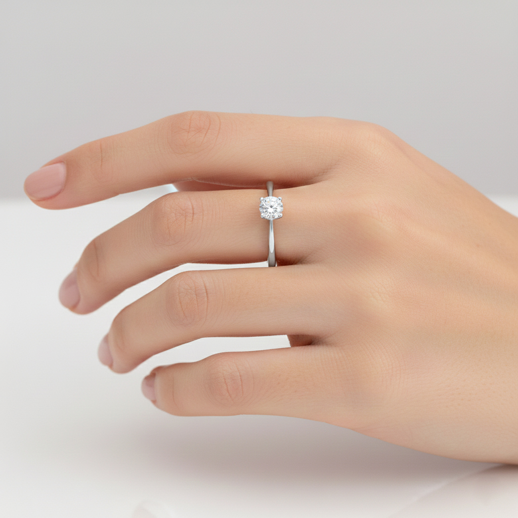 Годежен пръстен от бяло злато с камък циркон ALIS