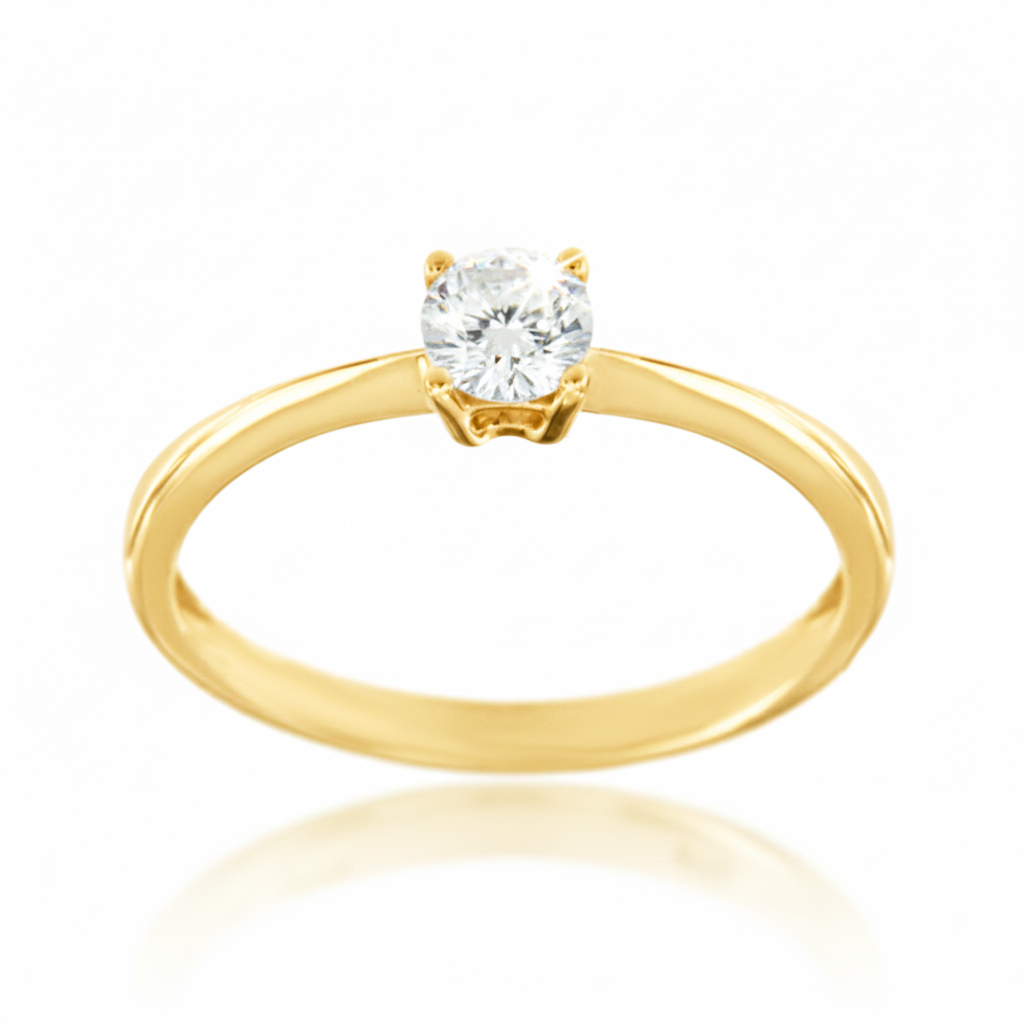 Годежен пръстен от жътло злато с камък циркон ALIS