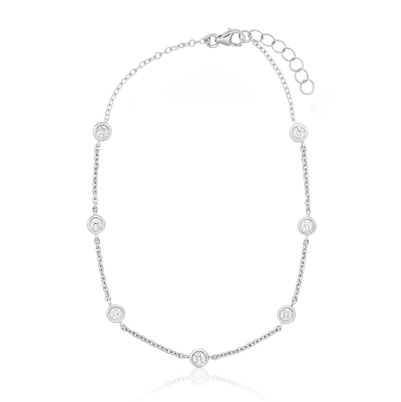 Златна грвина от бяло злато с камъни циркон