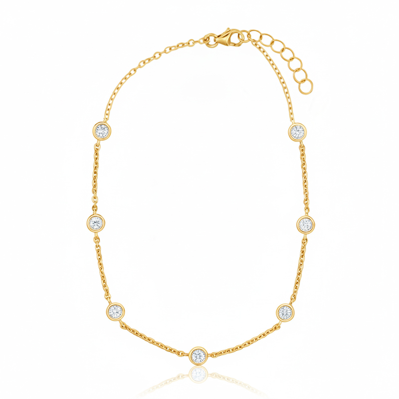 Златна грвина от жълто злато с камъни циркон