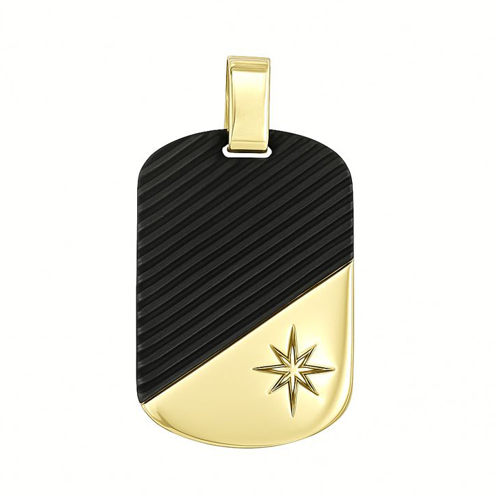 Златна мъжка висулка с карбон и звезда