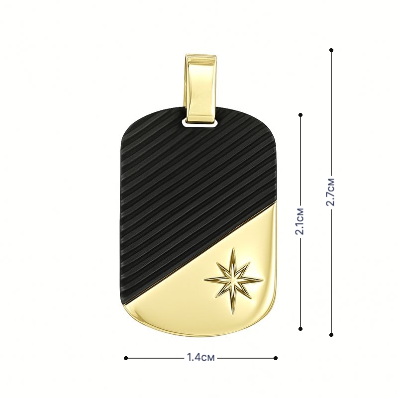Златна мъжка висулка с карбон и звезда