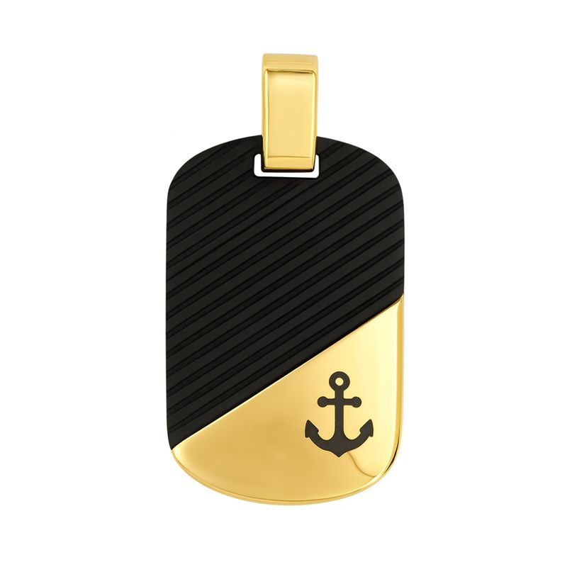 Златна мъжка висулка с карбон и котва