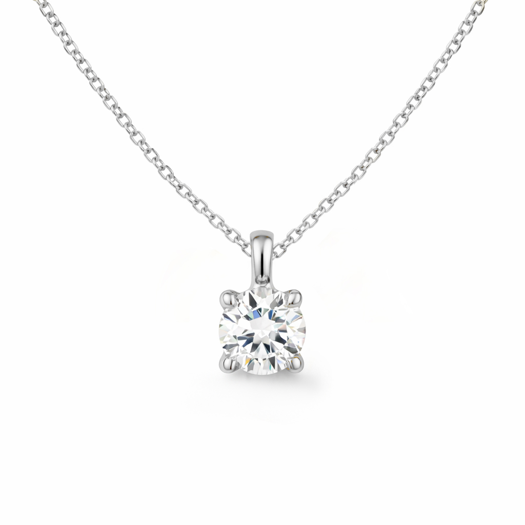 Колие бяло злато с едно камъче със четири шифта