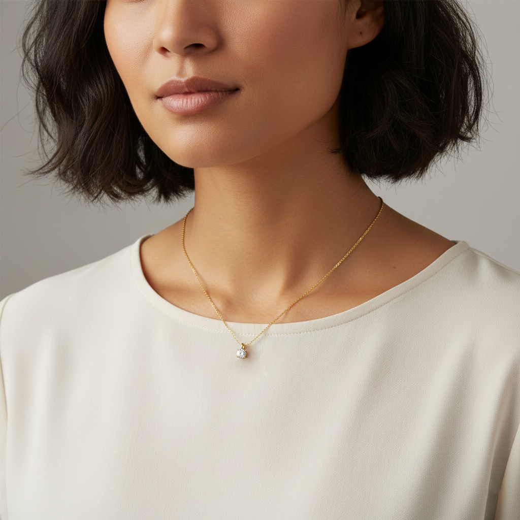 Колие жълто злато с едно камъче със четири шифта