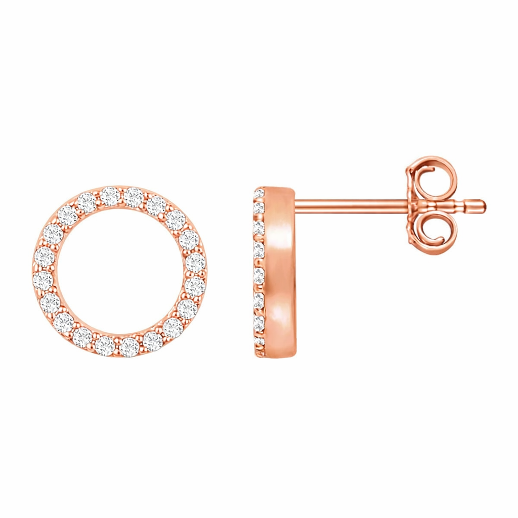 Обици на винт розово злато circle