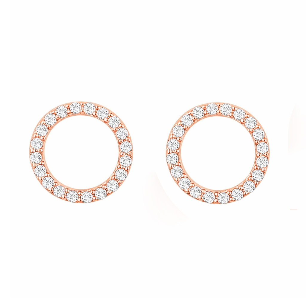 Обици на винт розово злато circle